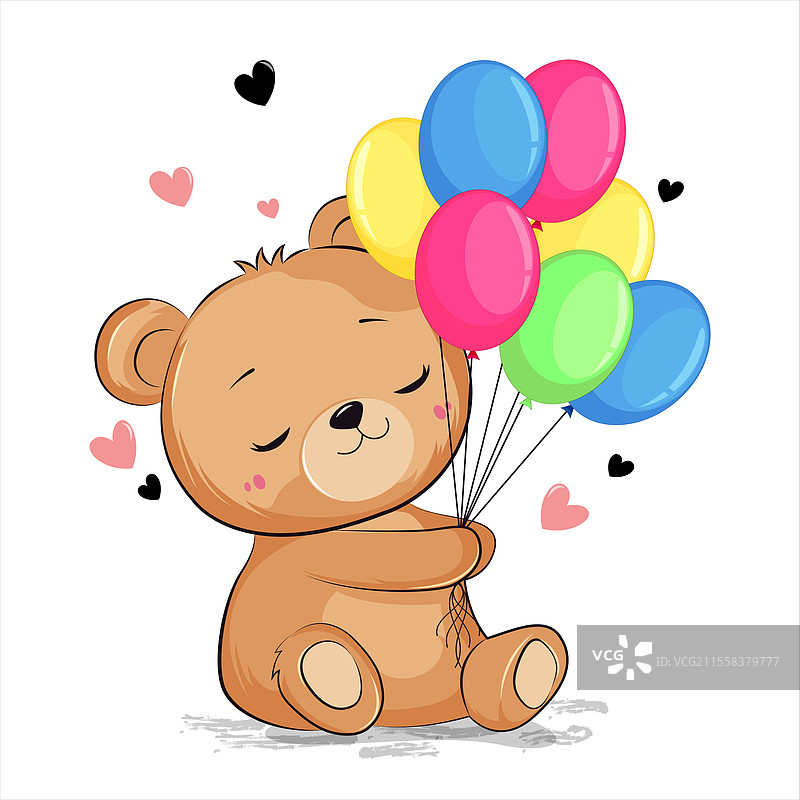 抱着气球的泰迪熊图片素材