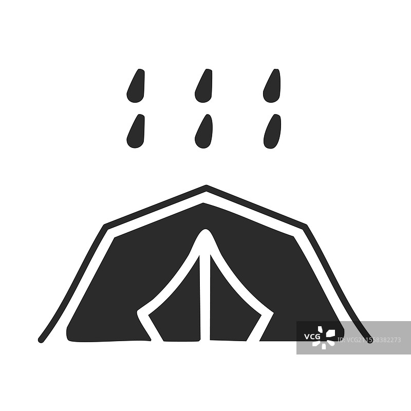黑色简约图标的露营帐篷，背景为白色图片素材