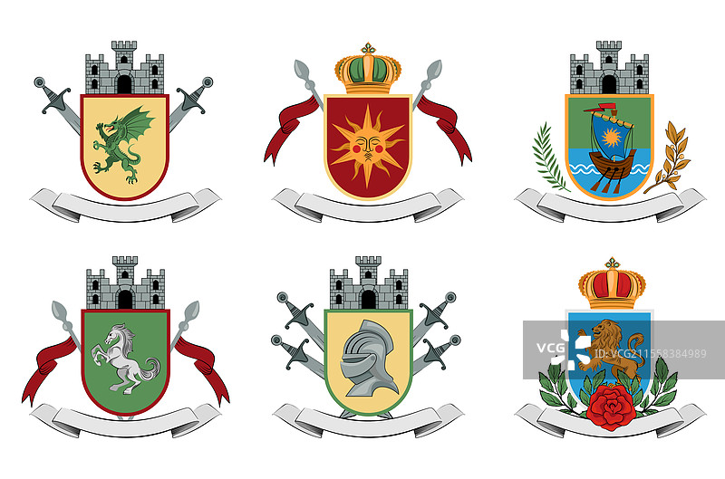 各种纹章盾牌的集合图片素材