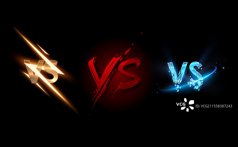 黑色背景上的对比标志集图片素材