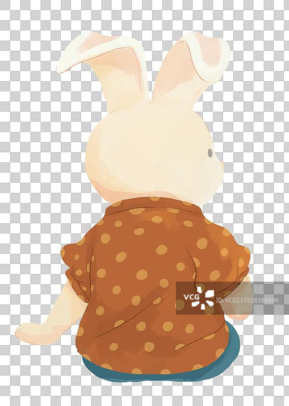 拟人小兔背影插画图素图片素材