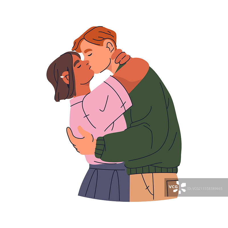 青少年情侣亲吻浪漫的一对图片素材