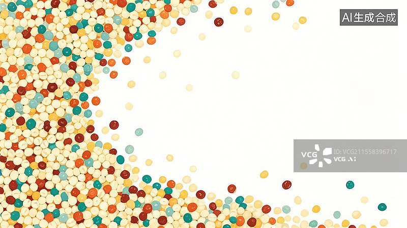 【AI数字艺术】2D卡通居左-藜麦-手绘藜麦谷物背景模板、高蛋白健康食材插画设计图片素材