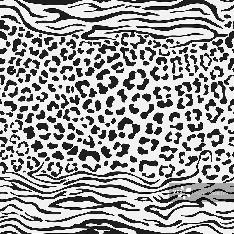 斑马和豹子图案的动物风格时尚印花图片素材