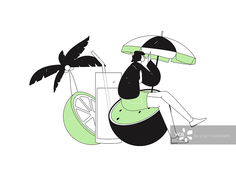 24节气大暑人物扁平矢量概念运营手绘插画图片素材