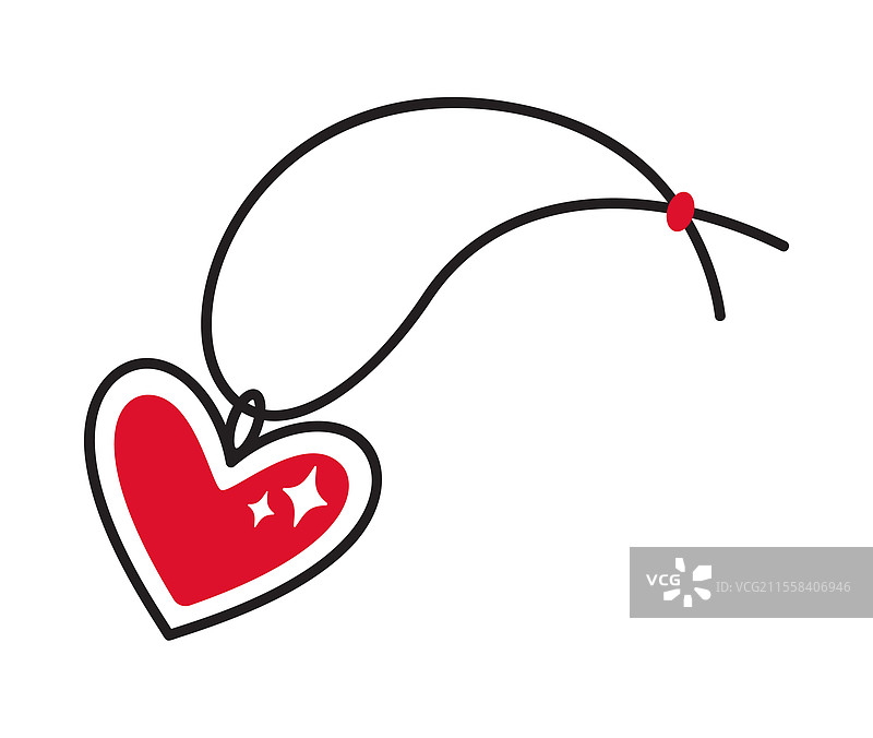 红心涂鸦吊坠，扁平风格，爱情主题图片素材