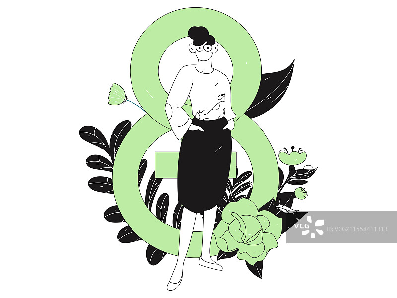 3.12国际妇女节职业女性扁平人物矢量概念运营手绘插画图片素材