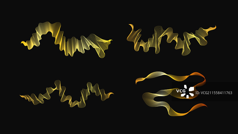 一组奢华金色波浪的抽象背景图片素材