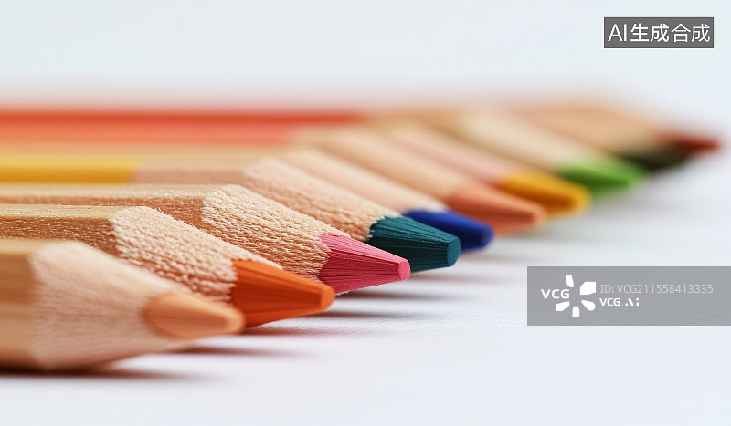 【AI数字艺术】彩色铅笔整齐排列图片素材