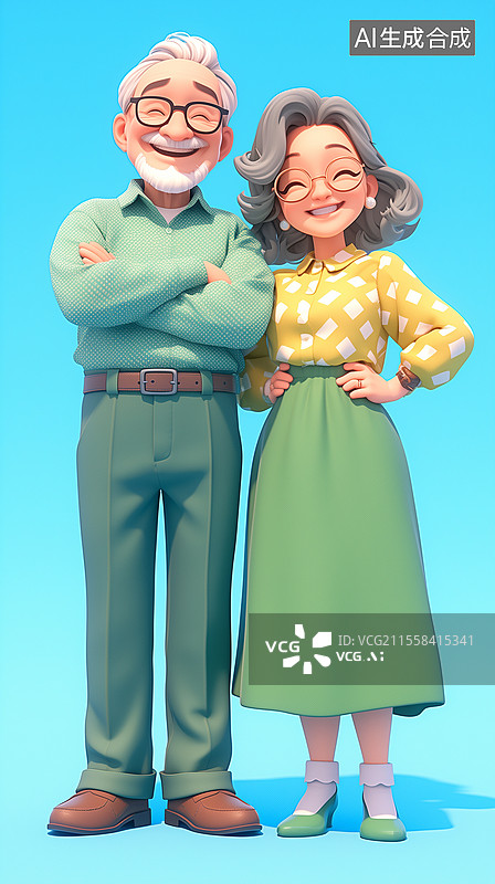 【AI数字艺术】快乐的老年夫妇图片素材