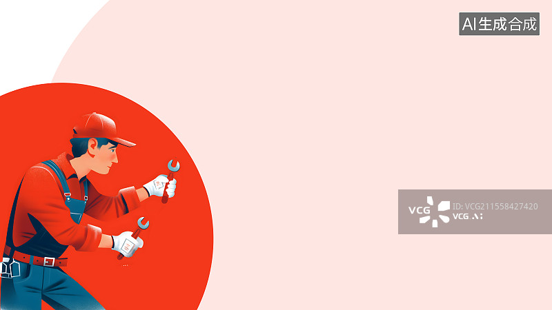 【AI数字艺术】劳动工人2D卡通左下图片素材