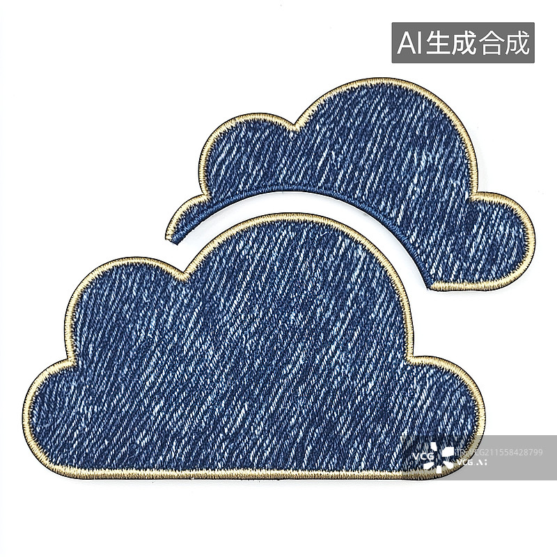 【AI数字艺术】牛仔材质云朵形状图片素材