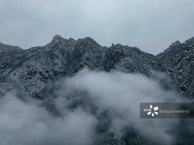 九华山雪景航拍图片素材