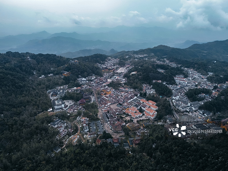 九华山雪景航拍图片素材