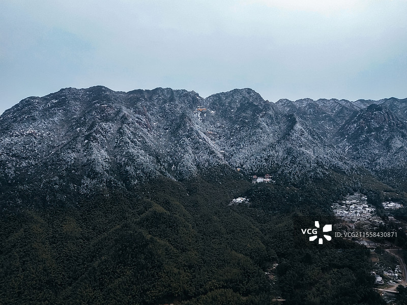 九华山雪景航拍图片素材