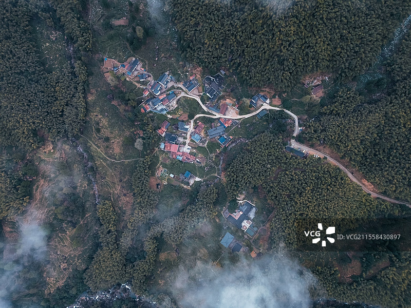 九华山雪景航拍图片素材