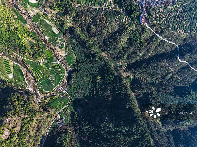 航拍浙江省绍兴市新昌县安山古道图片素材