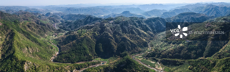 航拍浙江省绍兴市新昌县安山古道图片素材