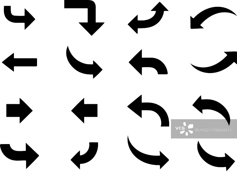 各种方向的箭头图标集，用于用户界面图片素材