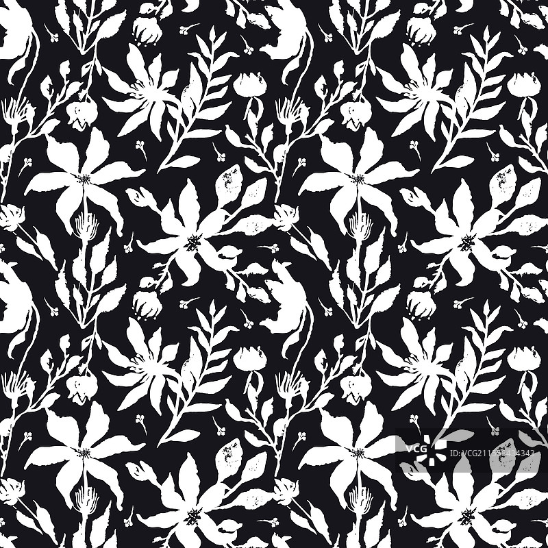 黑白手绘无缝图案图片素材