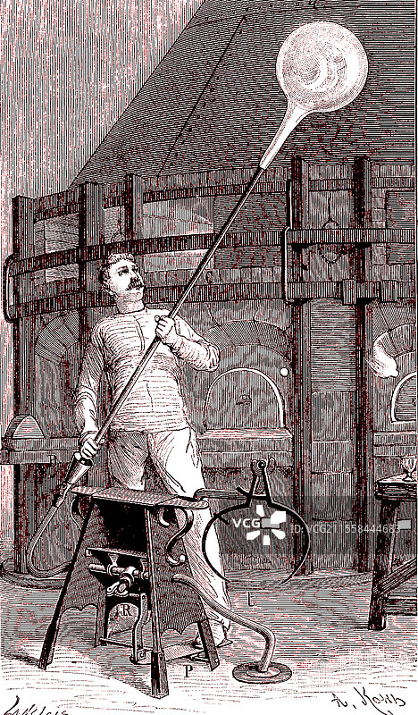 19世纪玻璃吹制插图图片素材