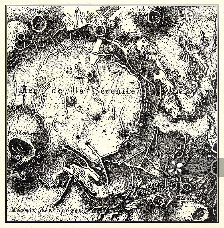 1872年《宁静海》月球地图图片素材