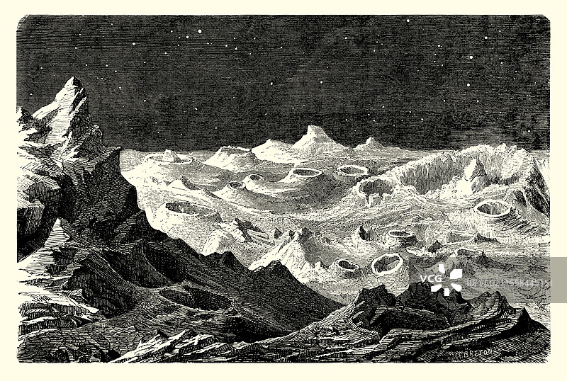 假设的月球景观 1872，插图图片素材