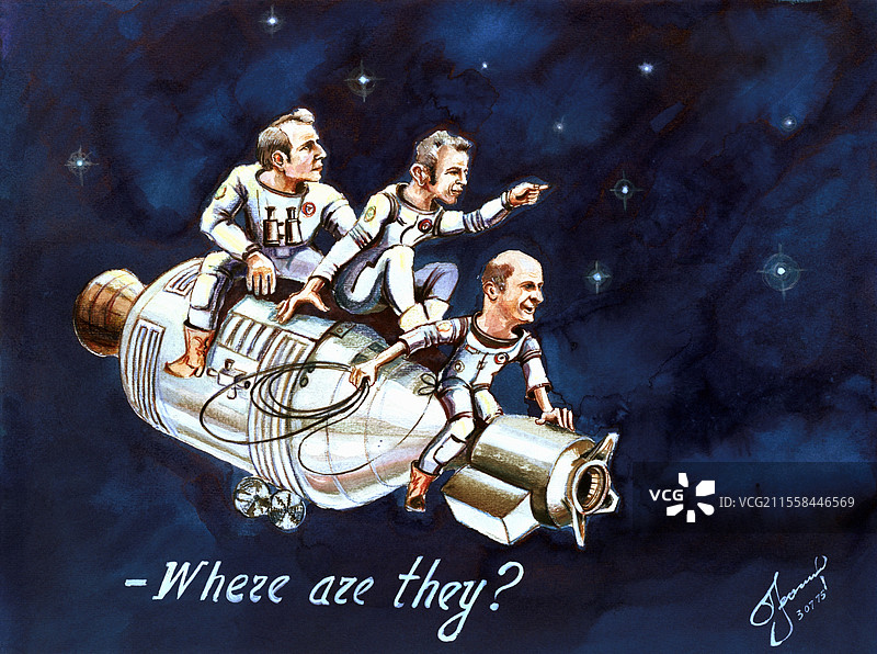 阿波罗-联盟测试项目美国宇航员插图图片素材