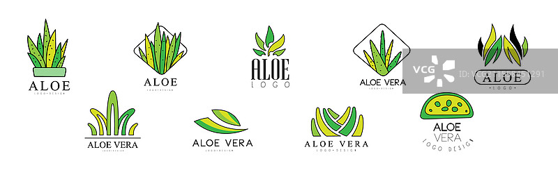 芦荟植物logo设计模板集图片素材