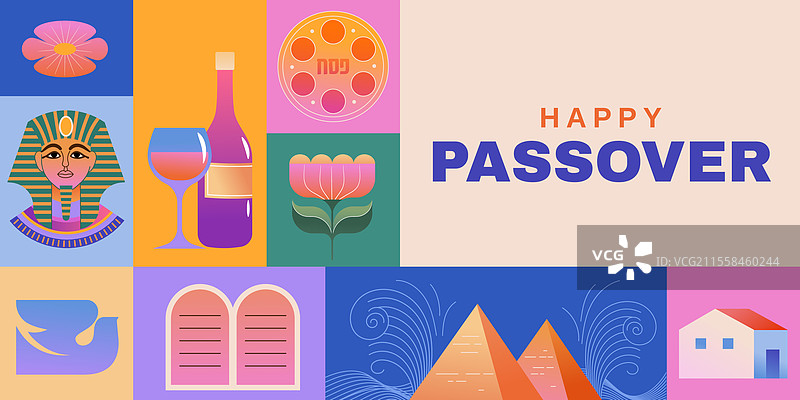 快乐的逾越节背景横幅和海报图片素材