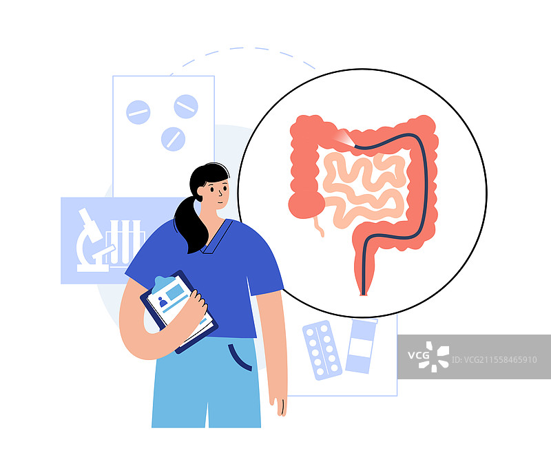 结肠镜检查过程的概念插图图片素材