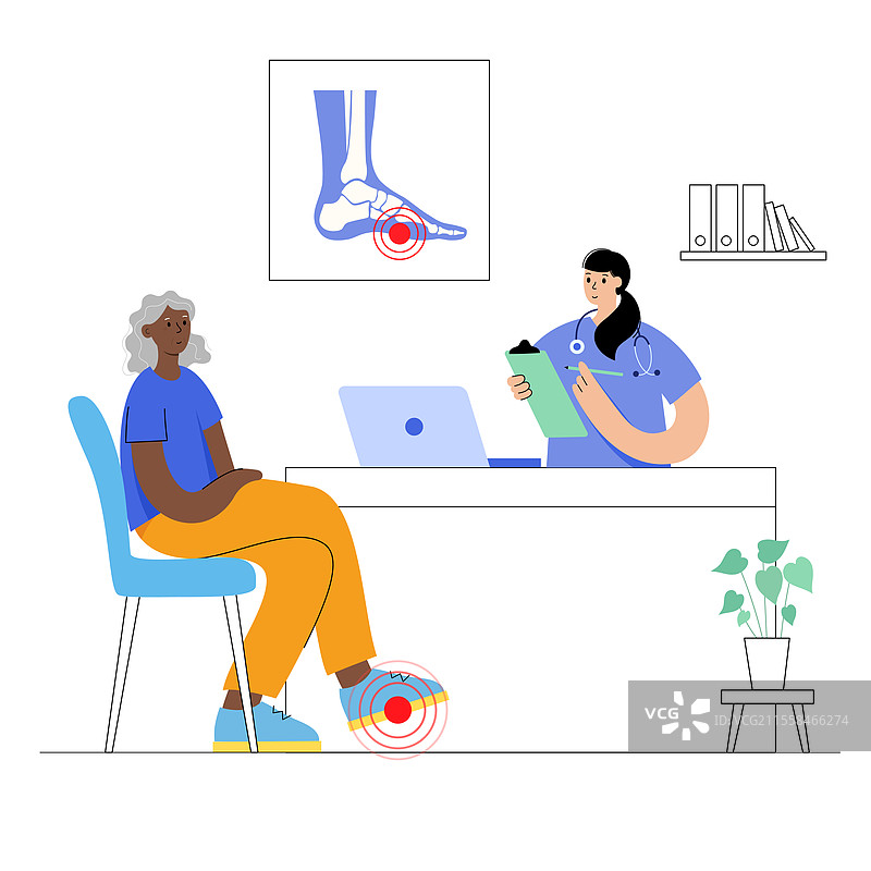足病医生咨询，概念插图图片素材