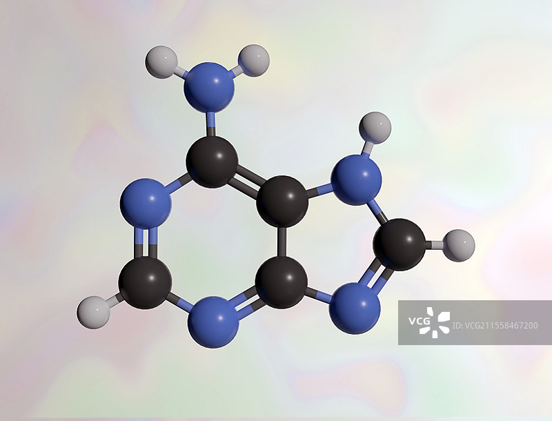 Adenine molecule, illustration图片素材