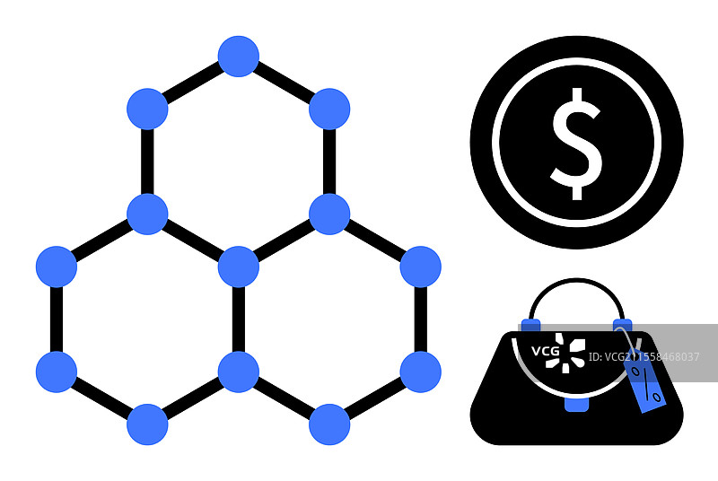 分子结构、货币符号和设计师图片素材