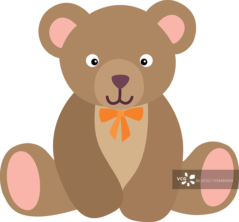 可爱的棕色泰迪熊，系着一条蝴蝶结图片素材