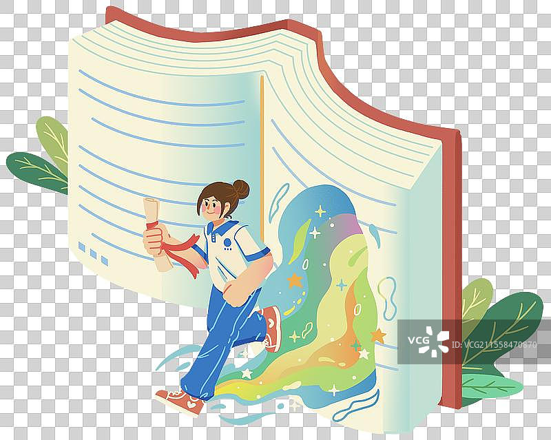 高考中考学生女生校服知识海洋成绩单奔跑书藉中梦幻穿梭图片素材