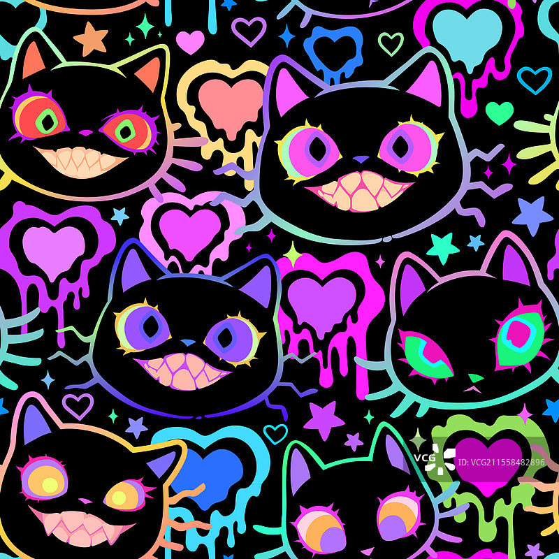 明亮的多彩图案与疯狂的微笑图片素材