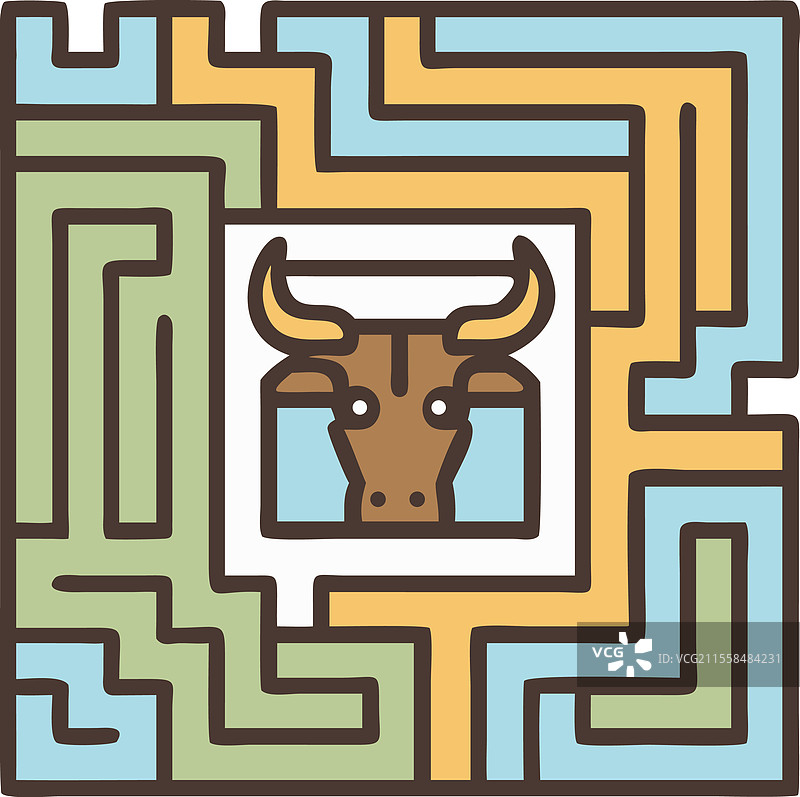 迷宫中的牛头人（米诺陶）希腊神话图片素材