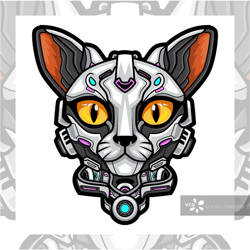 猫头机器人电子竞技吉祥物标志设计图片素材