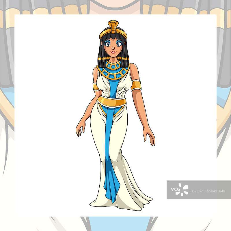 卡通吉祥物克利奥帕特拉希腊神话孤立图像图片素材