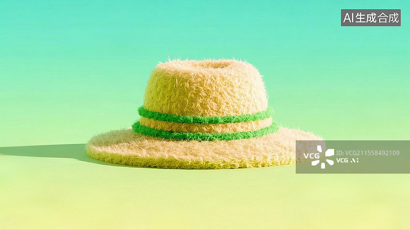 【AI数字艺术】3D卡通毛毡夏日草帽图片素材