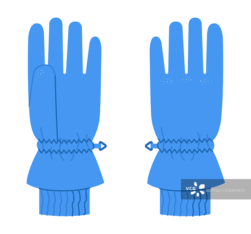 滑雪手套、冰屋、保温核心、蓝色卡通图片素材