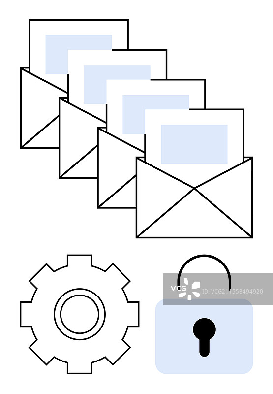 电子邮件管理与安全概念与齿轮图片素材