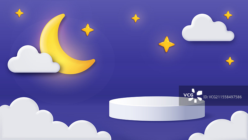 3D夜间讲台，白色基座和舞台在附近图片素材