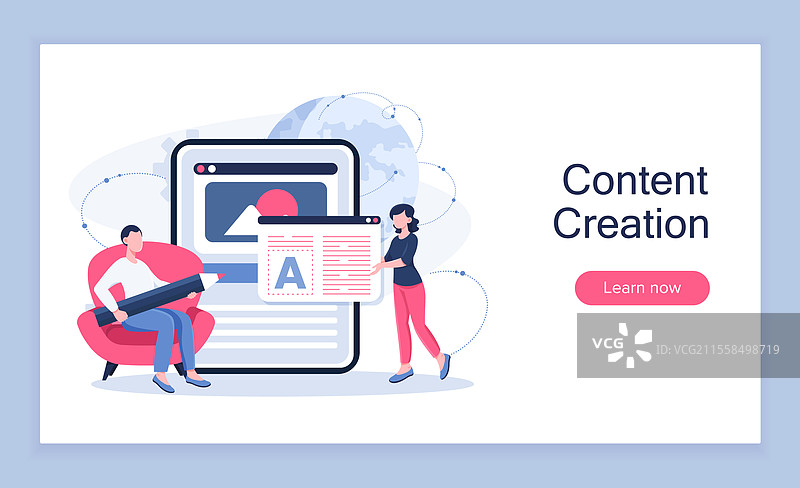 内容创作海报，手持铅笔的男性与女性图片素材