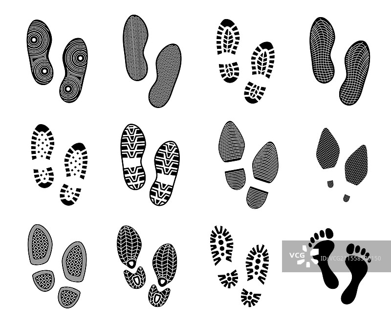 一组男女脚印图片素材