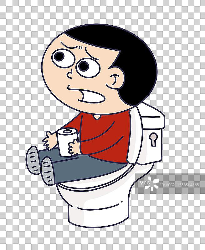 坐在马桶上的人物图片素材