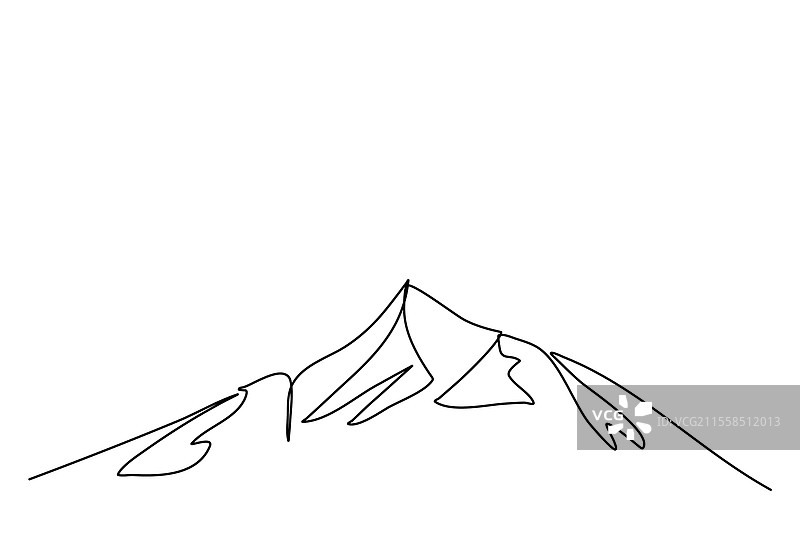 一笔画的山脉图片素材