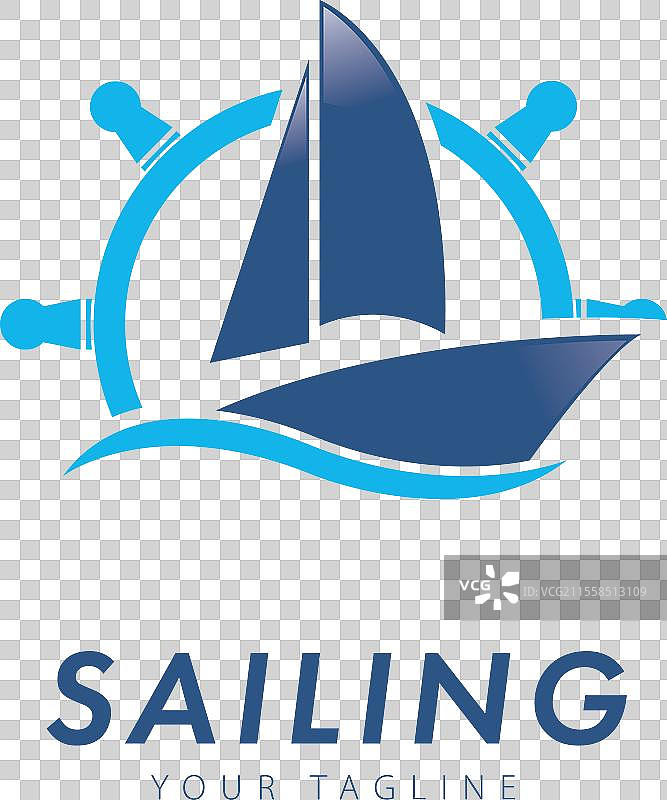 帆船标志设计扁平风格设计图片素材