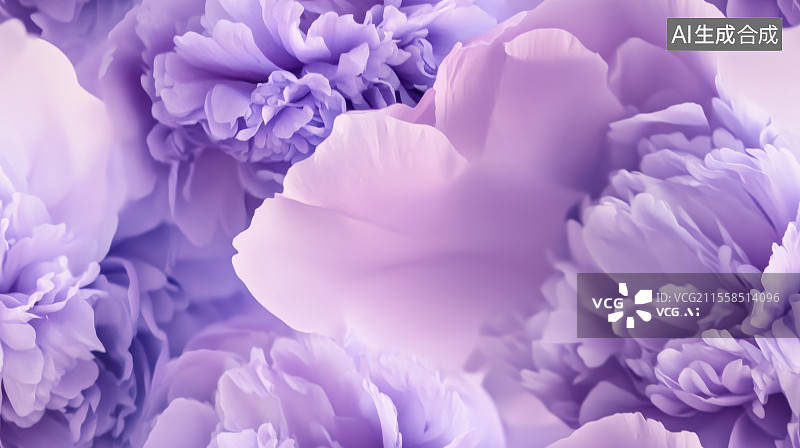 【AI数字艺术】粉紫色牡丹花簇拥盛开的浪漫梦幻花卉背景图片素材